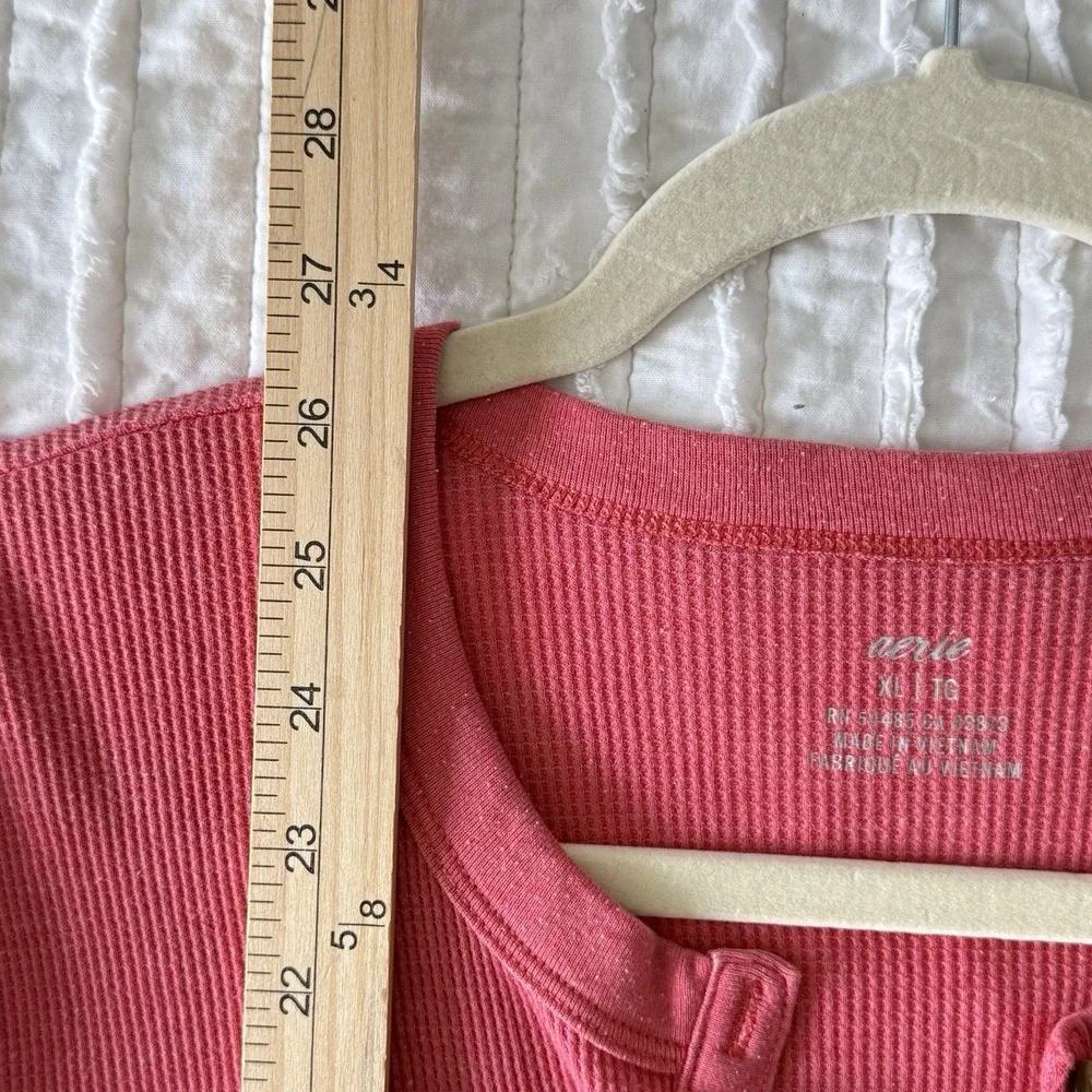Aerie Henley Top Bella Swan Waffle Knit Twilightcore Red Button Y2K‎ Sz XL - Picture 3 of 8